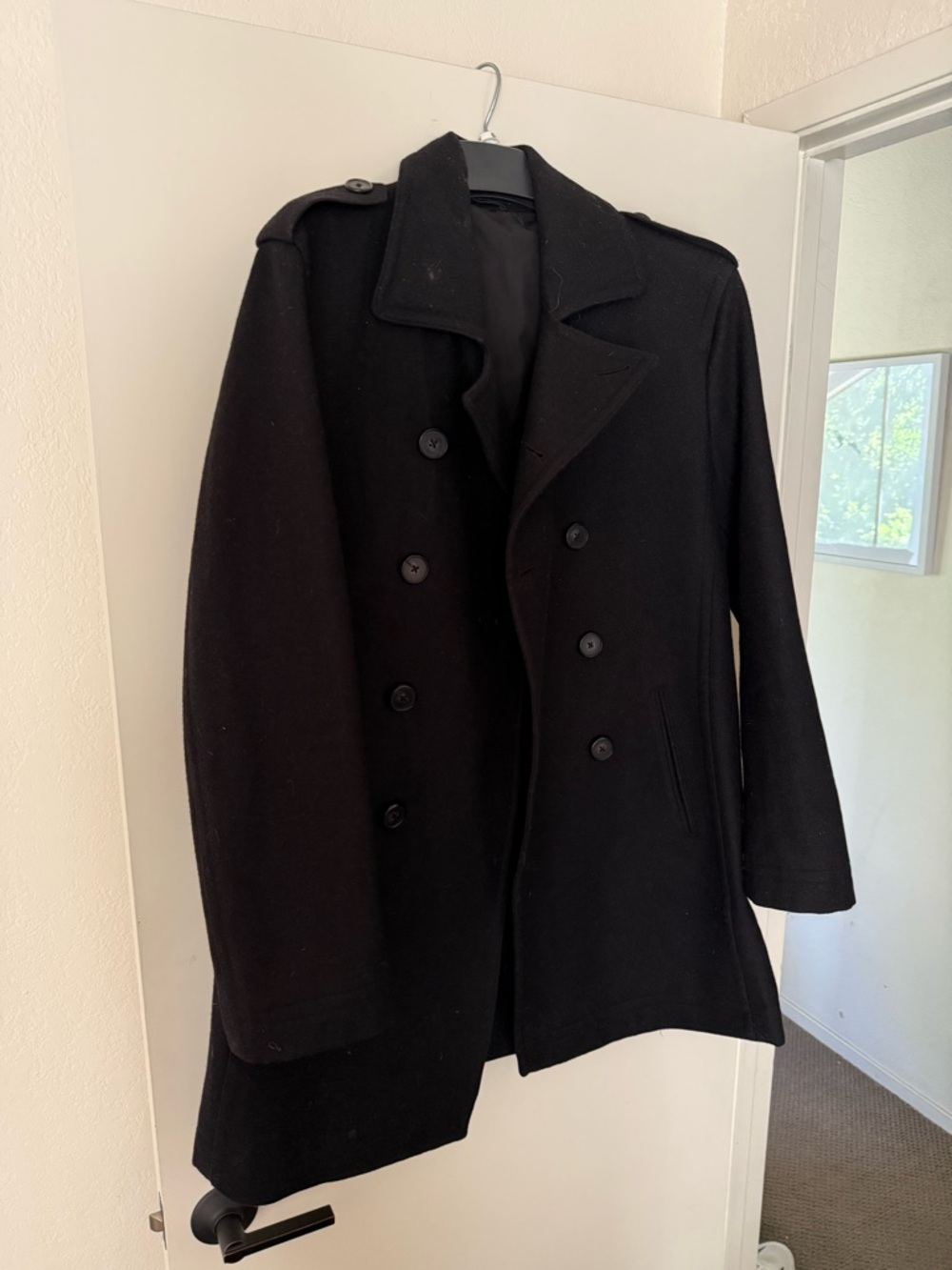Nautica Black Double-Breasted Pea Coat